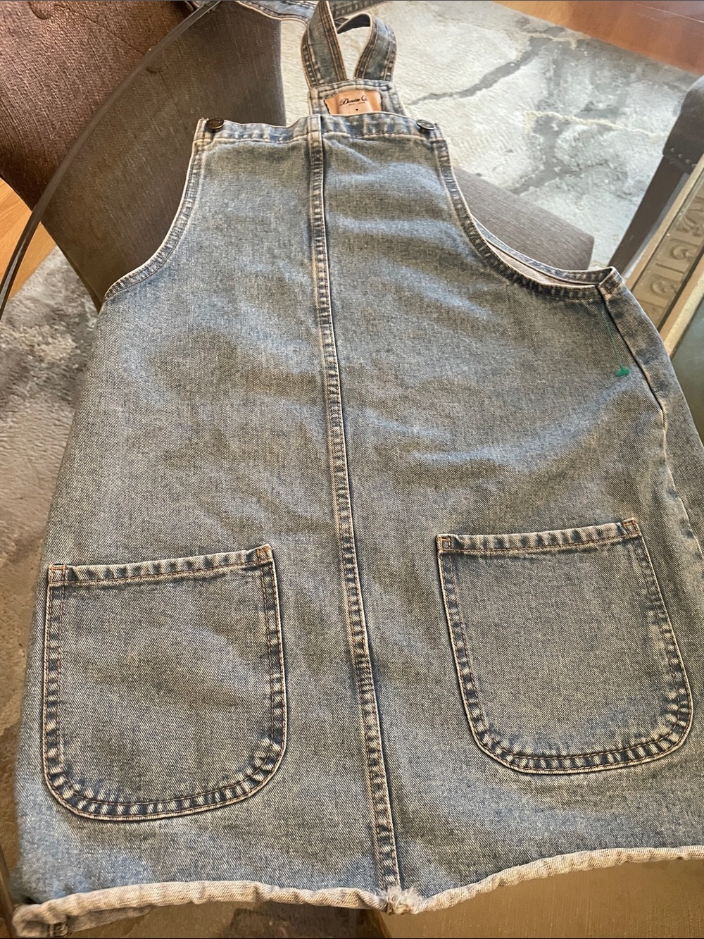 Denim&Co Light Blue Denim Midi Pinafore Dress with Patch Pockets